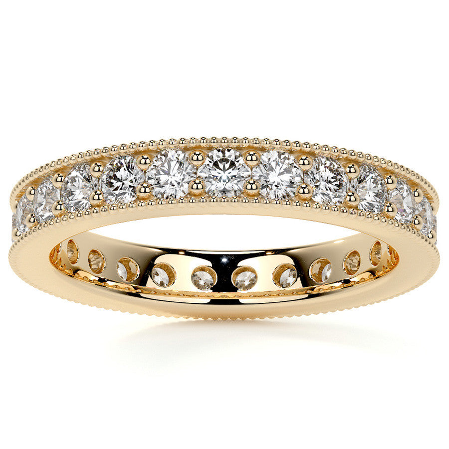 Round Brilliant Channel Bead with Milgrain Moissanite Eternity Ring 1.2ct - 1.4ct