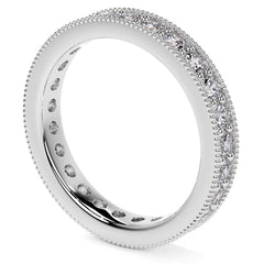 Round Brilliant Channel Bead with Milgrain Moissanite Eternity Ring 1.2ct - 1.4ct