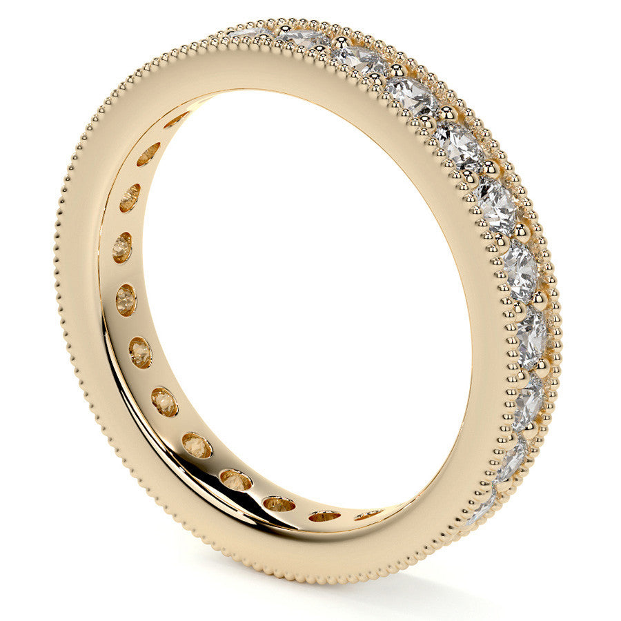 Round Brilliant Channel Bead with Milgrain Moissanite Eternity Ring 1.2ct - 1.4ct