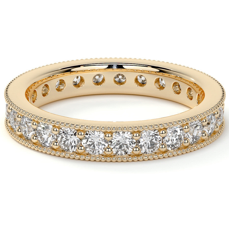 Round Brilliant Channel Bead with Milgrain Moissanite Eternity Ring 1.2ct - 1.4ct