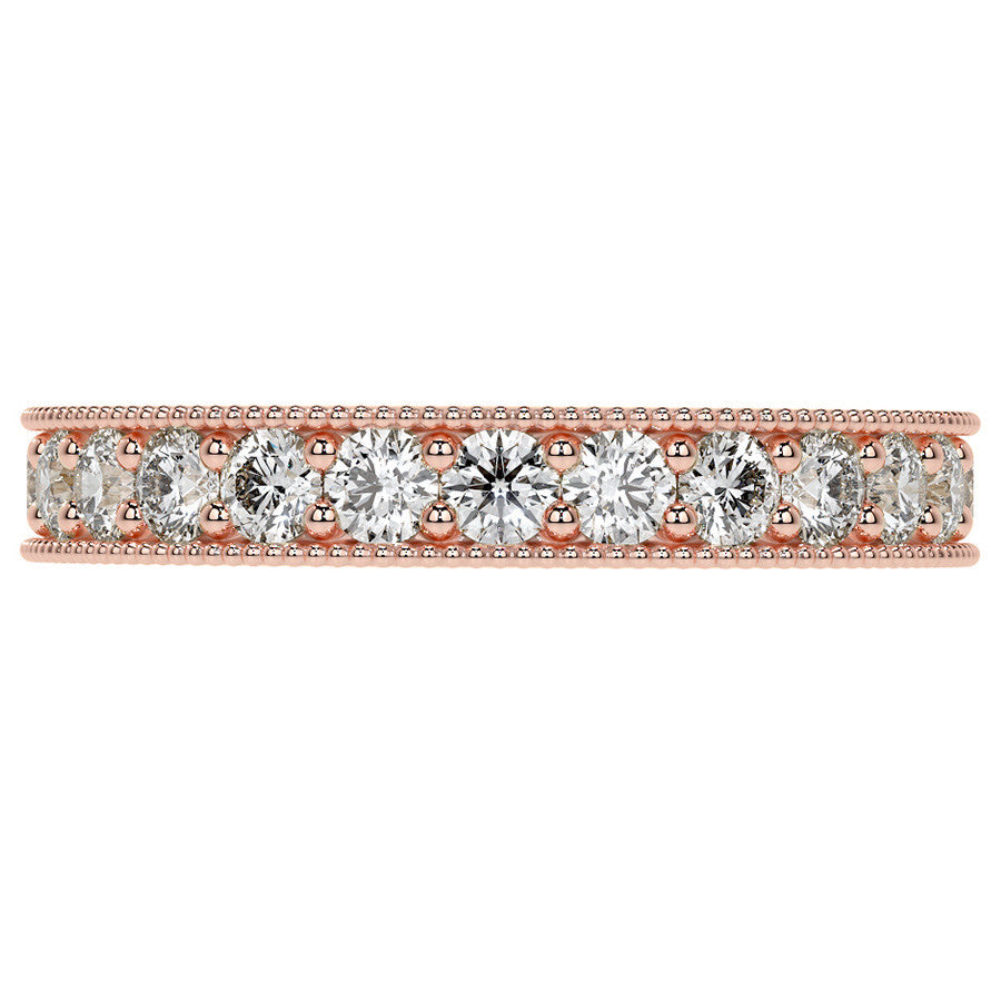 Round Brilliant Channel Bead with Milgrain Moissanite Eternity Ring 1.2ct - 1.4ct