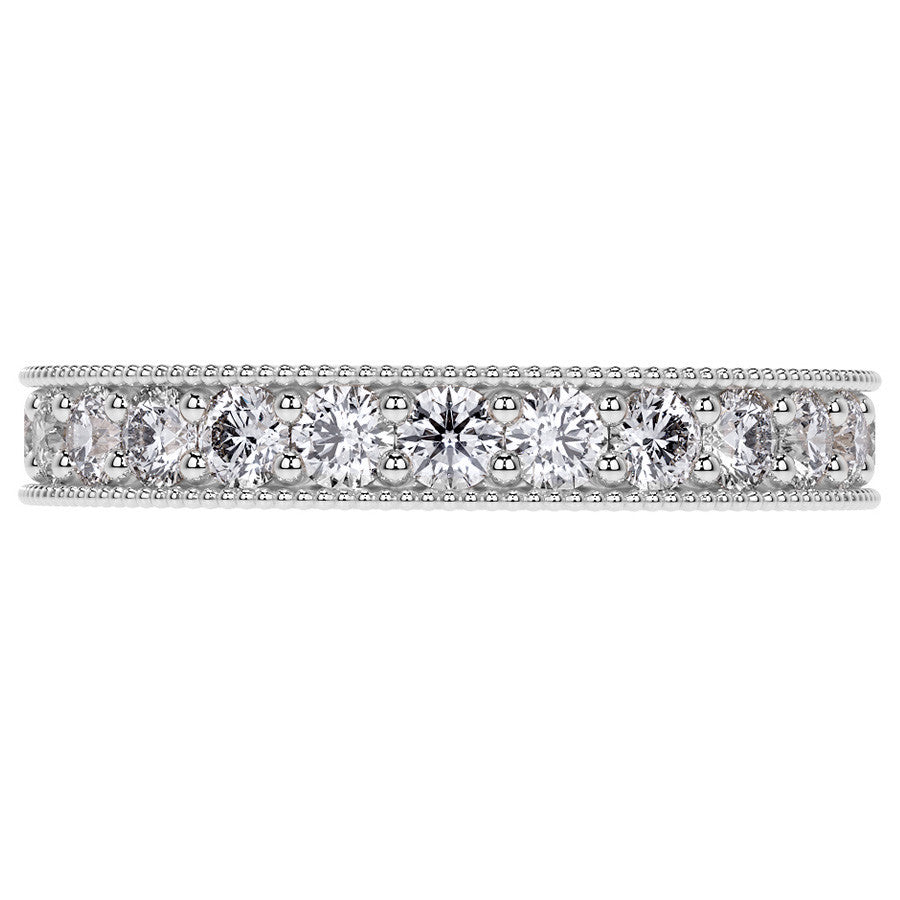 Round Brilliant Channel Bead with Milgrain Moissanite Eternity Ring 1.2ct - 1.4ct