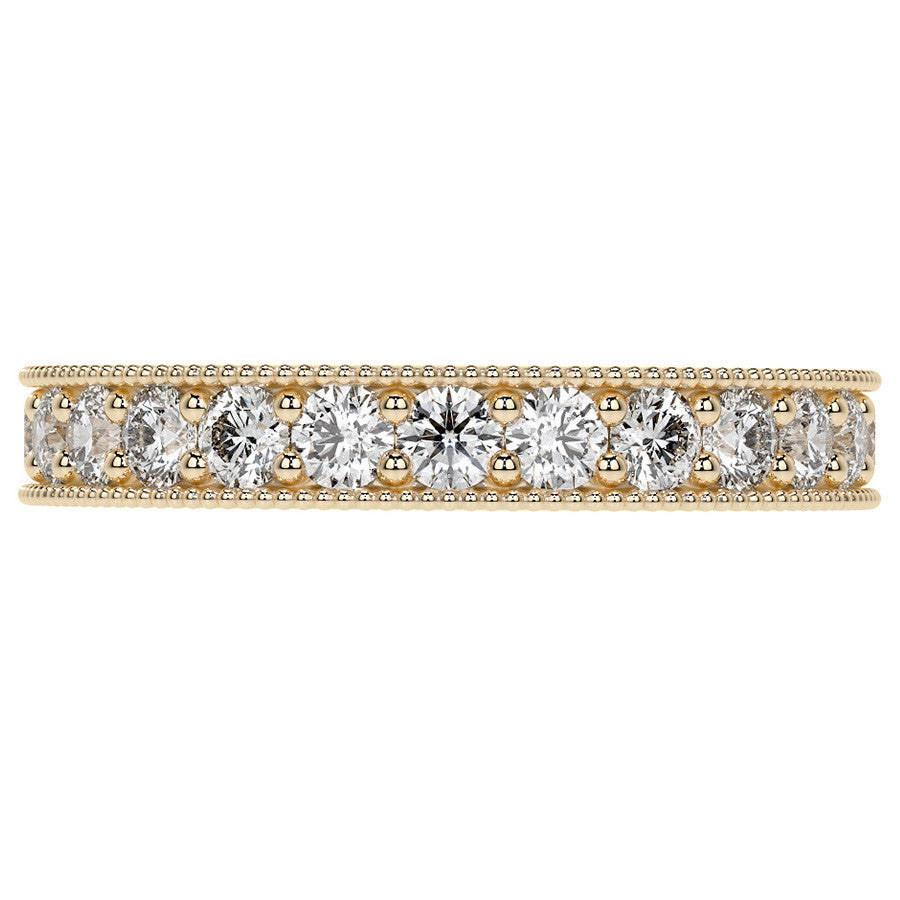 Round Brilliant Channel Bead with Milgrain Moissanite Eternity Ring 1.2ct - 1.4ct