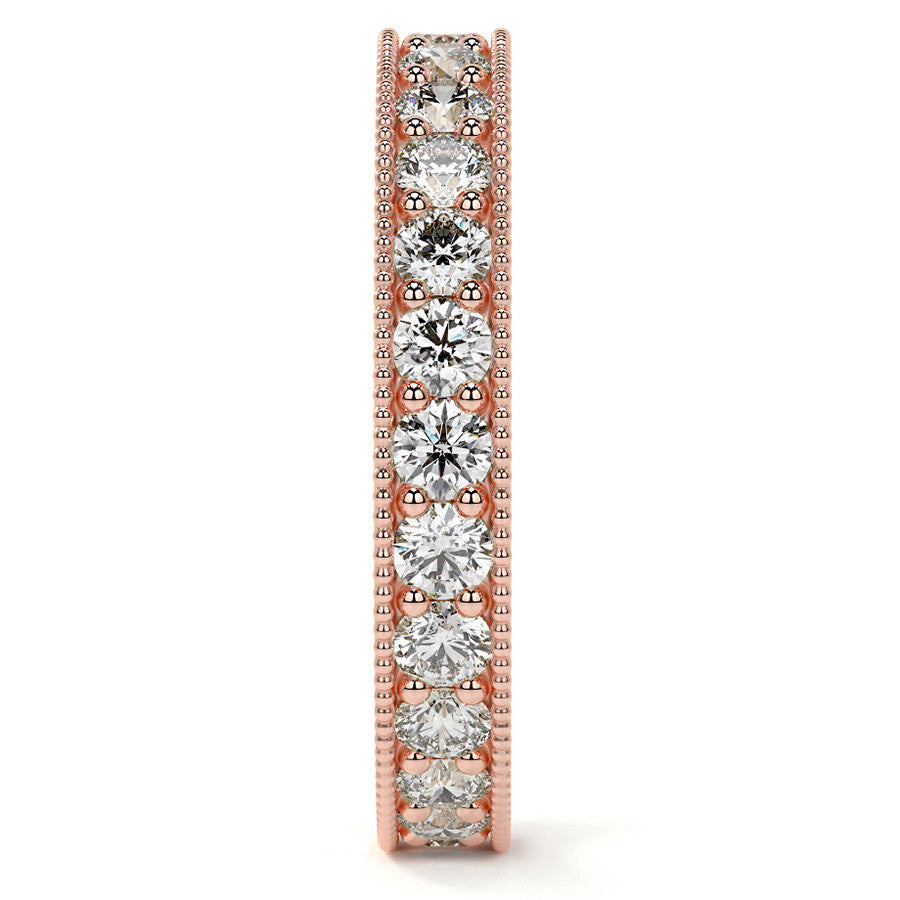 Round Brilliant Channel Bead with Milgrain Moissanite Eternity Ring 1.2ct - 1.4ct