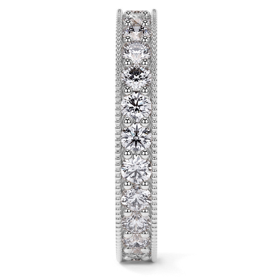 Round Brilliant Channel Bead with Milgrain Moissanite Eternity Ring 1.2ct - 1.4ct
