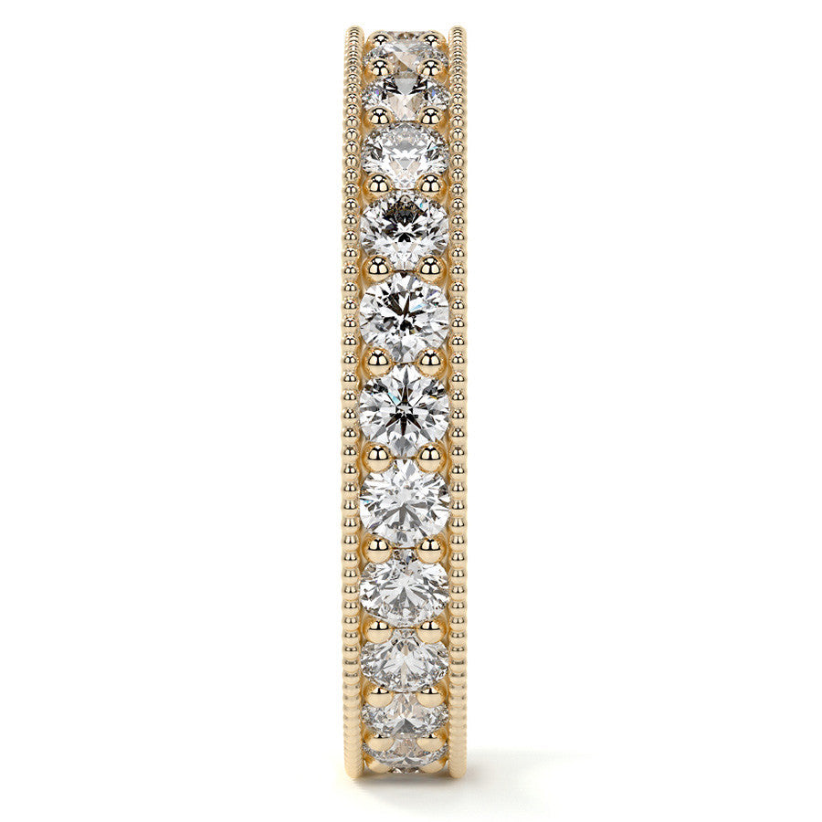 Round Brilliant Channel Bead with Milgrain Moissanite Eternity Ring 1.2ct - 1.4ct
