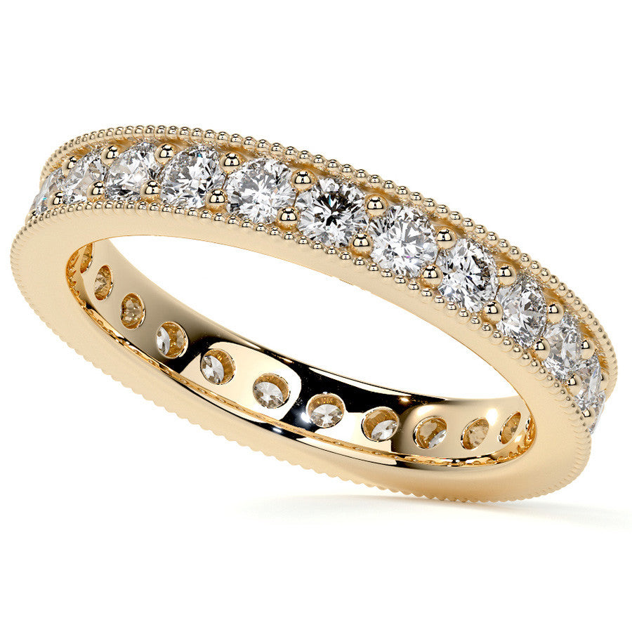 Round Brilliant Channel Bead with Milgrain Moissanite Eternity Ring 1.2ct - 1.4ct