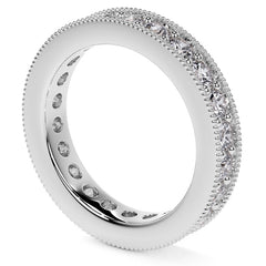 Round Brilliant Channel Bead with Milgrain Moissanite Eternity Ring 1.8ct - 2.1ct