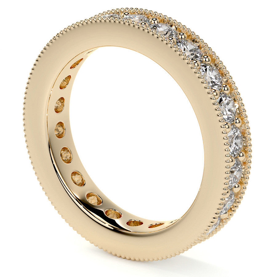 Round Brilliant Channel Bead with Milgrain Moissanite Eternity Ring 1.8ct - 2.1ct