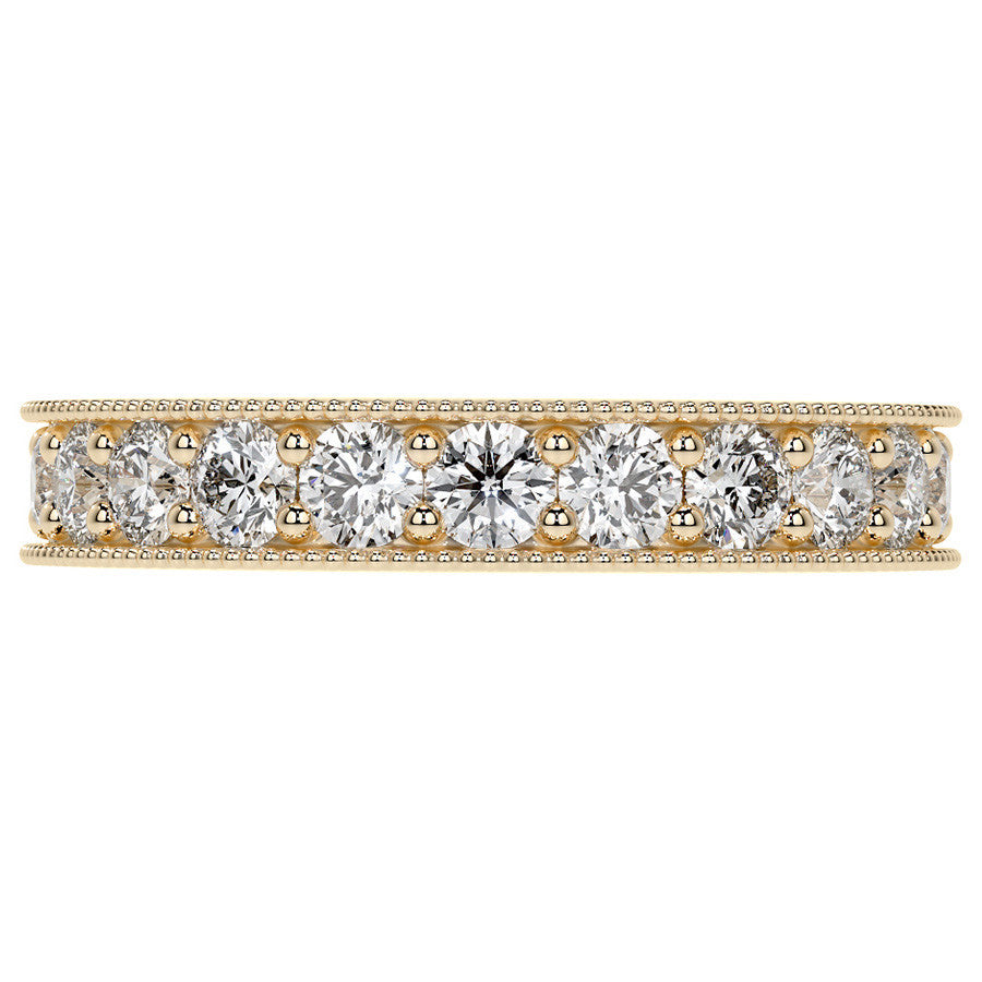 Round Brilliant Channel Bead with Milgrain Moissanite Eternity Ring 1.8ct - 2.1ct