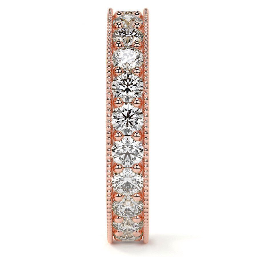 Round Brilliant Channel Bead with Milgrain Moissanite Eternity Ring 1.8ct - 2.1ct