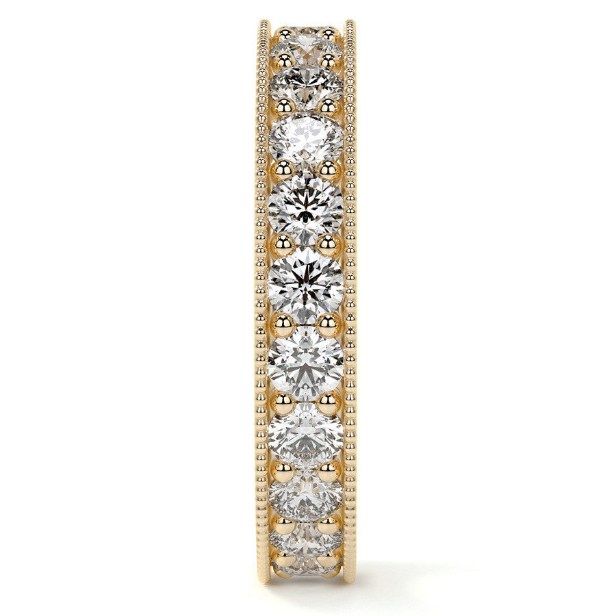 Round Brilliant Channel Bead with Milgrain Moissanite Eternity Ring 1.8ct - 2.1ct