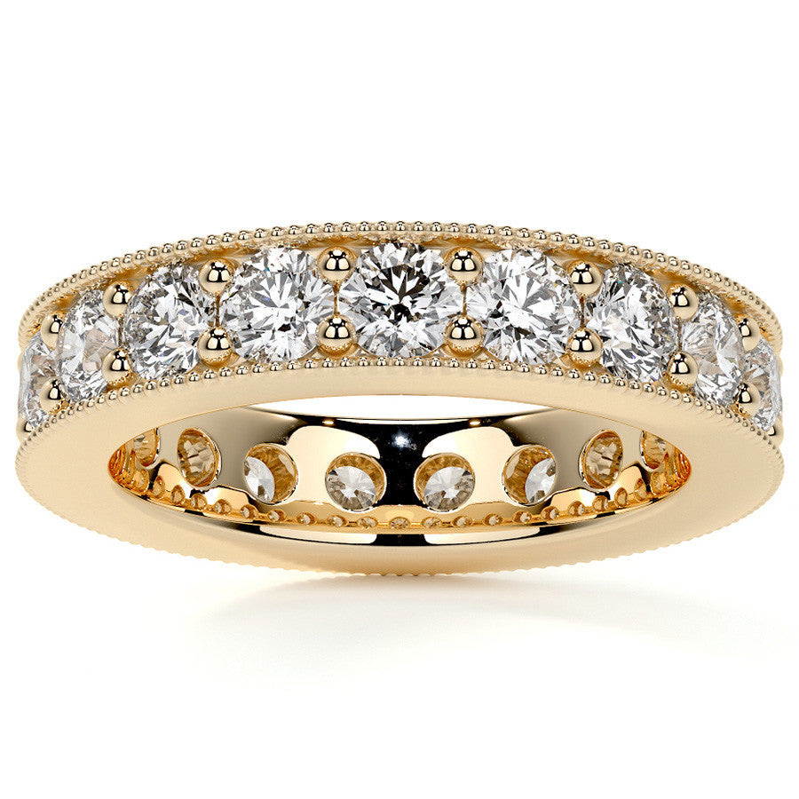 Round Brilliant Channel Bead with Milgrain Moissanite Eternity Ring 2.4ct - 2.7ct