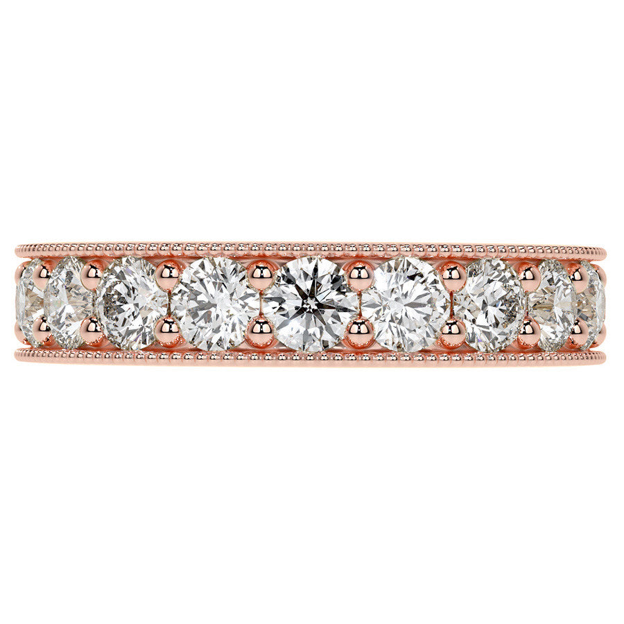 Round Brilliant Channel Bead with Milgrain Moissanite Eternity Ring 2.4ct - 2.7ct