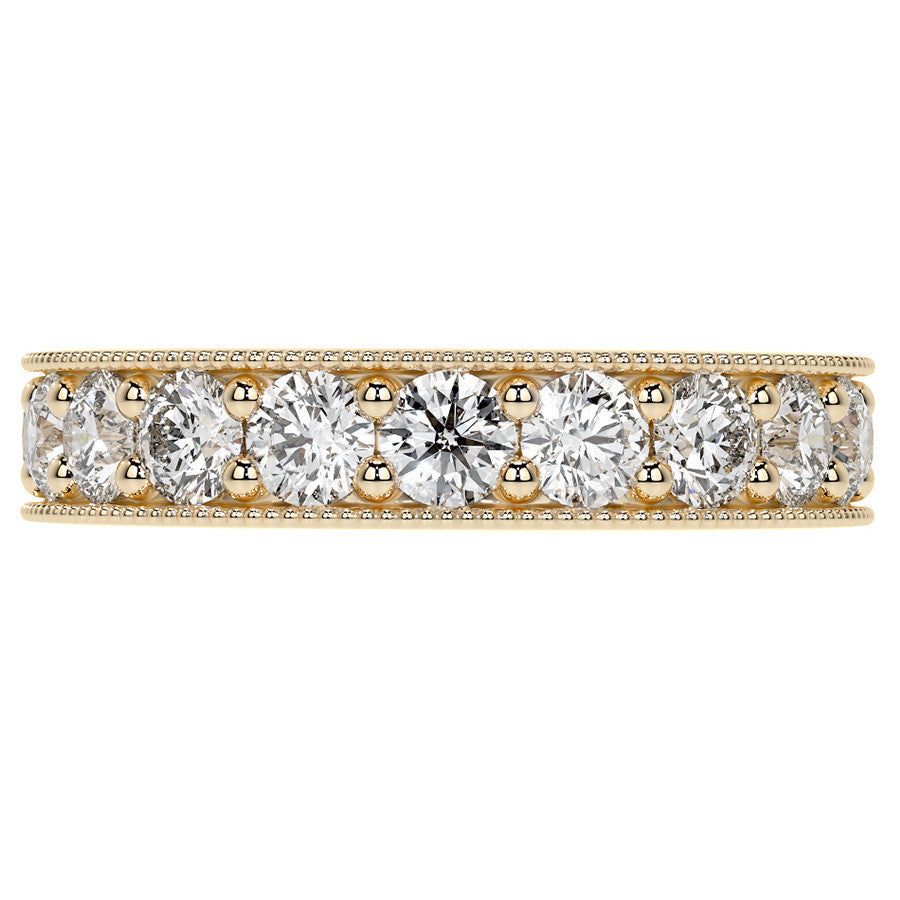 Round Brilliant Channel Bead with Milgrain Moissanite Eternity Ring 2.4ct - 2.7ct