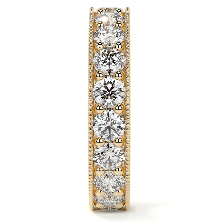 Round Brilliant Channel Bead with Milgrain Moissanite Eternity Ring 2.4ct - 2.7ct