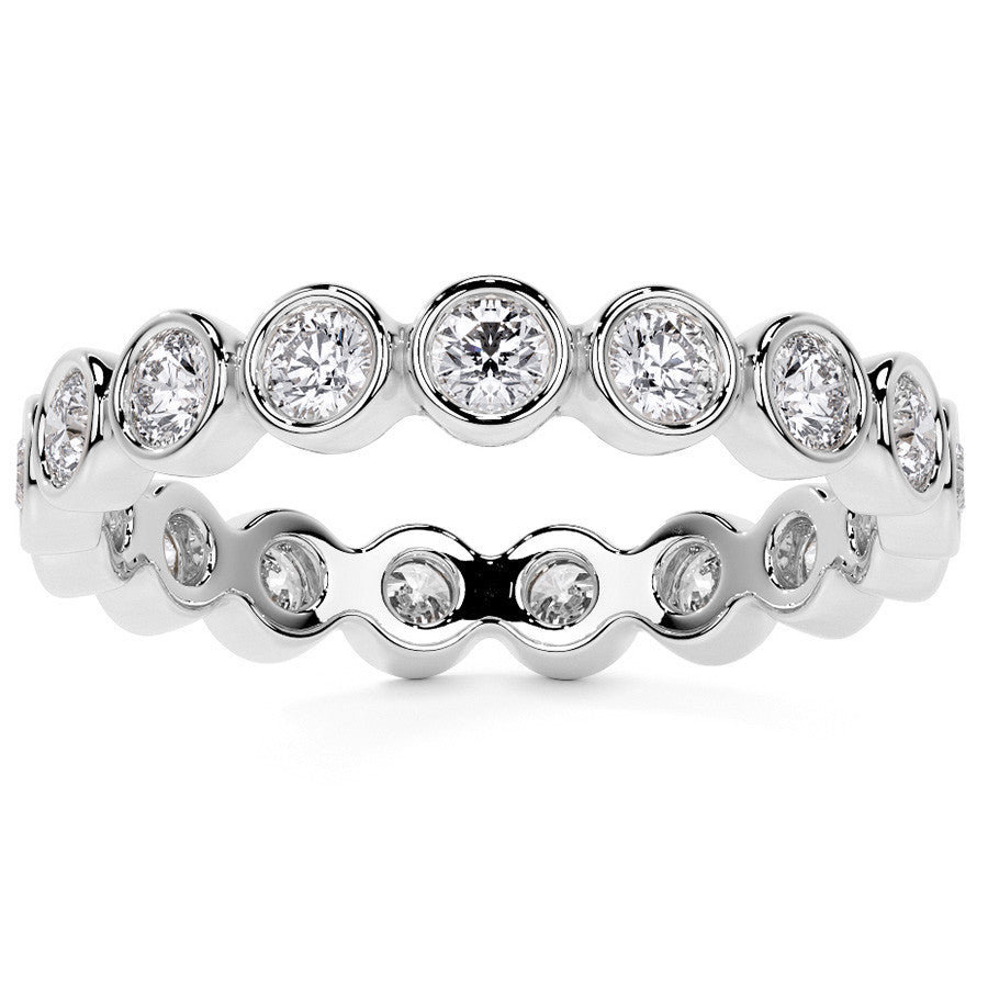 Round Brilliant Bezel Setting Moissanite Eternity Ring 0.9ct - 1.0ct