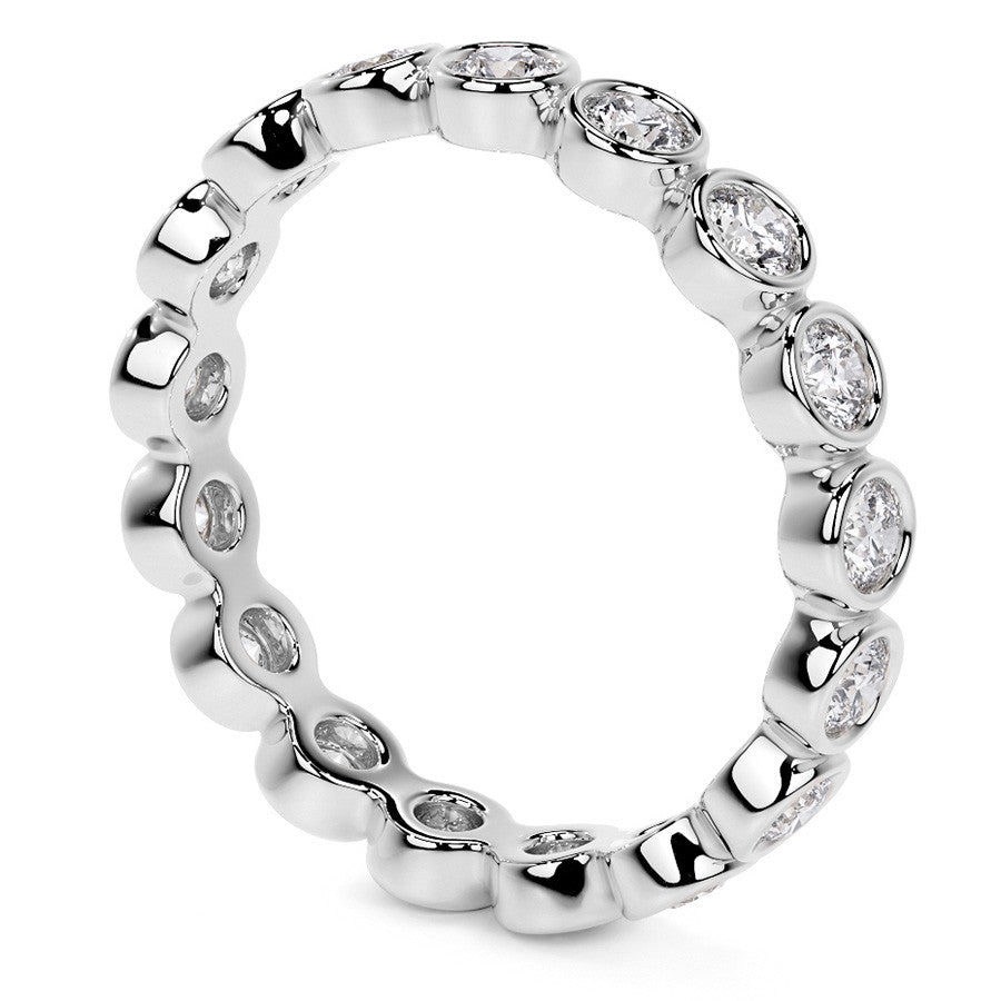 Round Brilliant Bezel Setting Moissanite Eternity Ring 0.9ct - 1.0ct