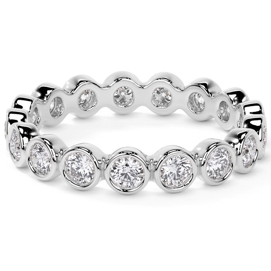 Round Brilliant Bezel Setting Moissanite Eternity Ring 0.9ct - 1.0ct