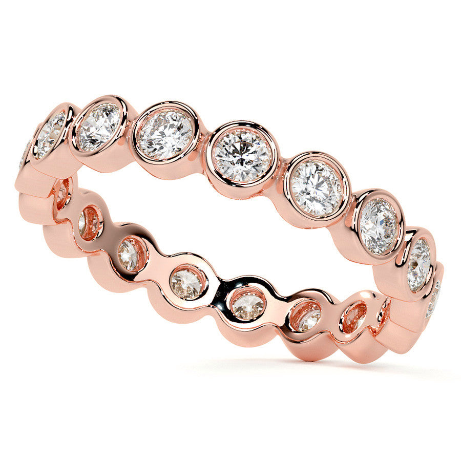 Round Brilliant Bezel Setting Moissanite Eternity Ring 0.9ct - 1.0ct