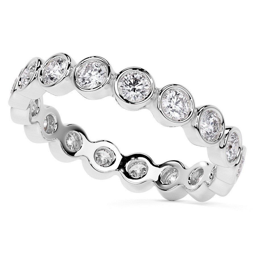 Round Brilliant Bezel Setting Moissanite Eternity Ring 0.9ct - 1.0ct