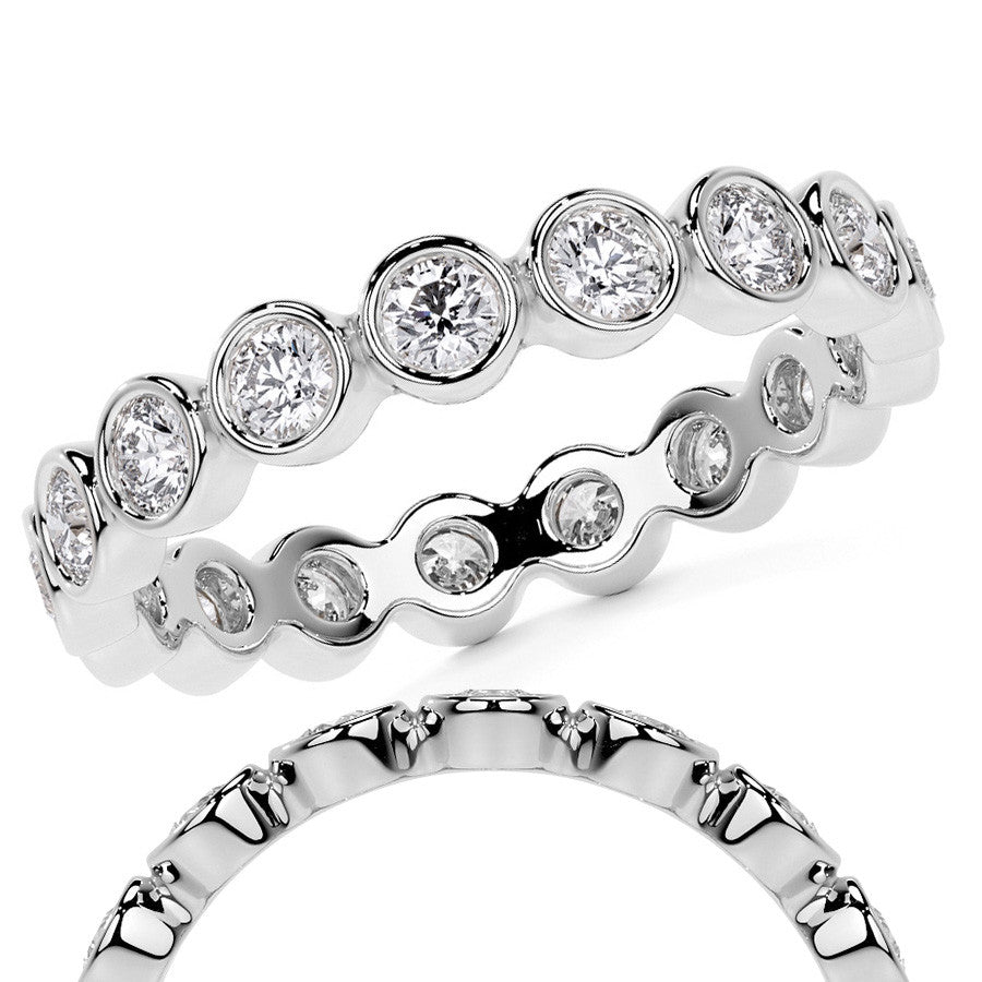 Round Brilliant Bezel Setting Moissanite Eternity Ring 0.9ct - 1.0ct