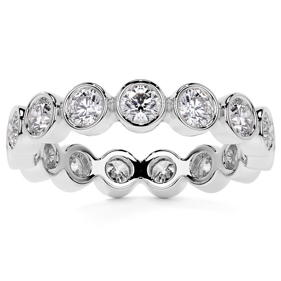 Round Brilliant Bezel Setting Moissanite Eternity Ring 1.3ct - 1.6ct