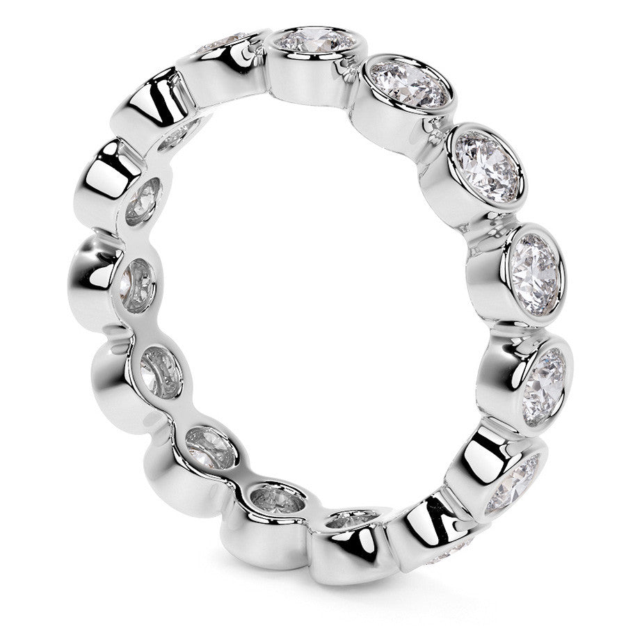 Round Brilliant Bezel Setting Moissanite Eternity Ring 1.3ct - 1.6ct