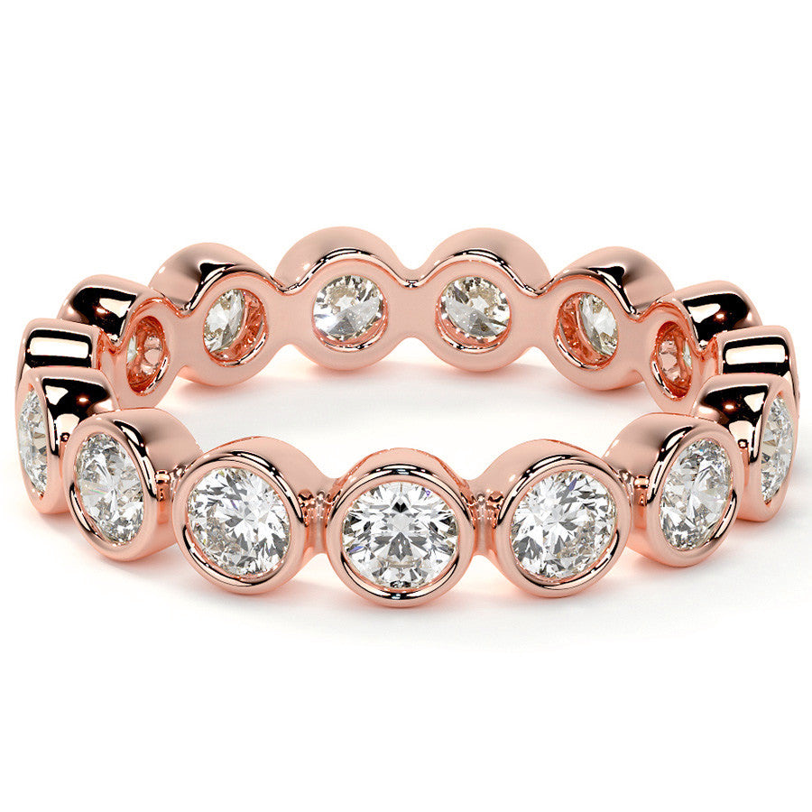 Round Brilliant Bezel Setting Moissanite Eternity Ring 1.3ct - 1.6ct
