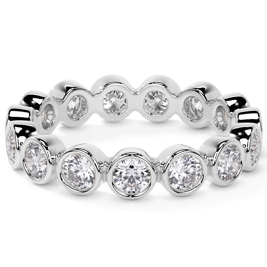 Round Brilliant Bezel Setting Moissanite Eternity Ring 1.3ct - 1.6ct