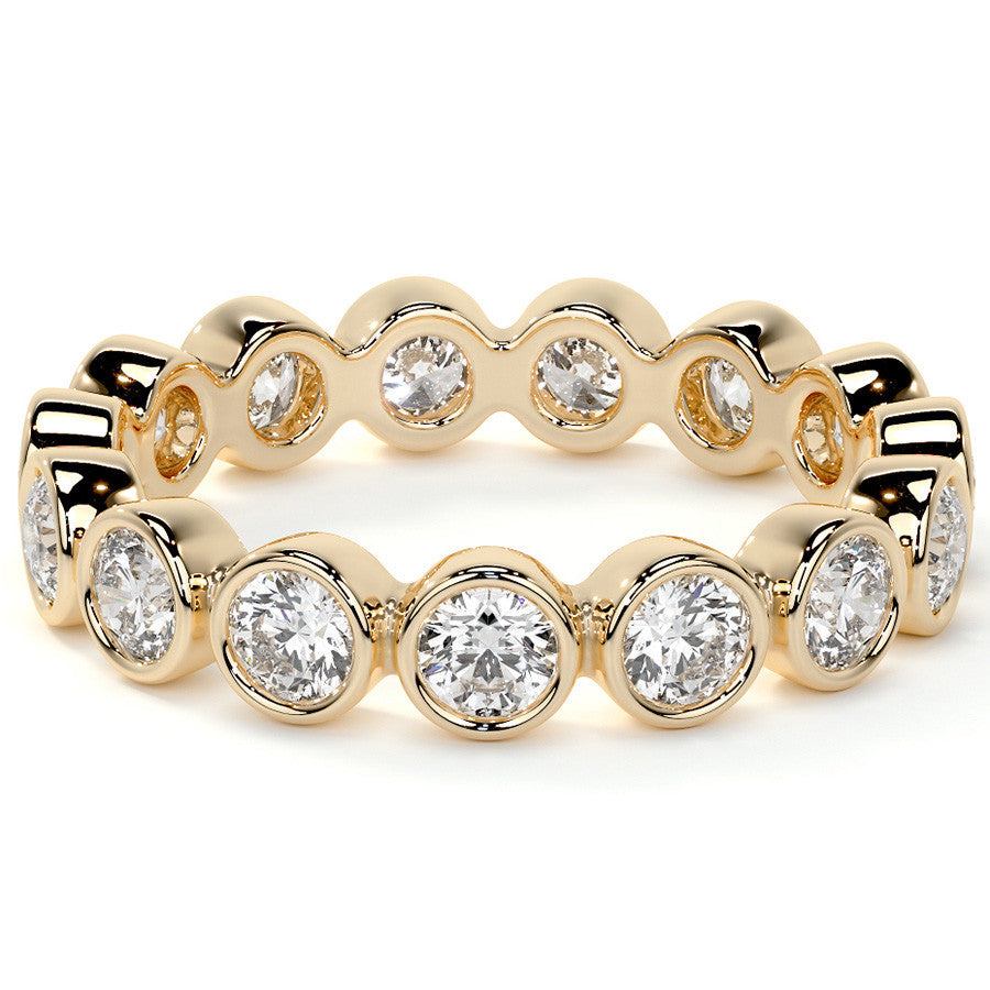 Round Brilliant Bezel Setting Moissanite Eternity Ring 1.3ct - 1.6ct