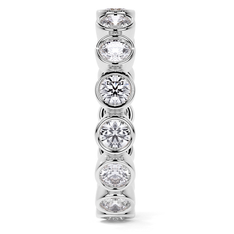 Round Brilliant Bezel Setting Moissanite Eternity Ring 1.3ct - 1.6ct