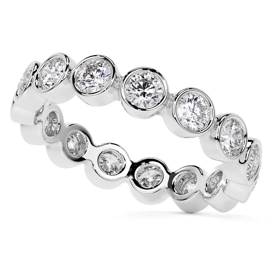 Round Brilliant Bezel Setting Moissanite Eternity Ring 1.3ct - 1.6ct