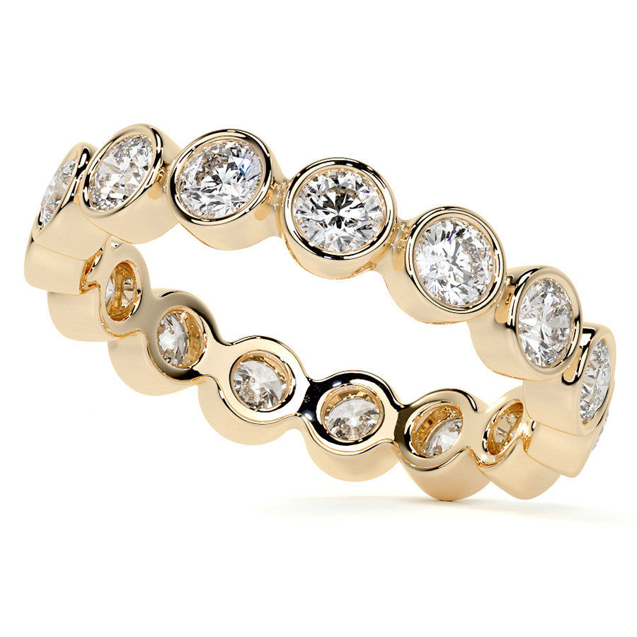 Round Brilliant Bezel Setting Moissanite Eternity Ring 1.3ct - 1.6ct