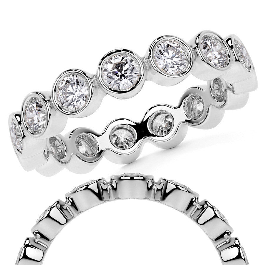 Round Brilliant Bezel Setting Moissanite Eternity Ring 1.3ct - 1.6ct