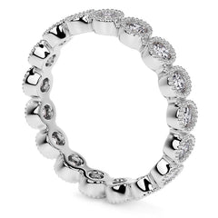 Round Brilliant Bezel Setting with Milgrain Moissanite Eternity Ring 0.8ct - 1.0ct