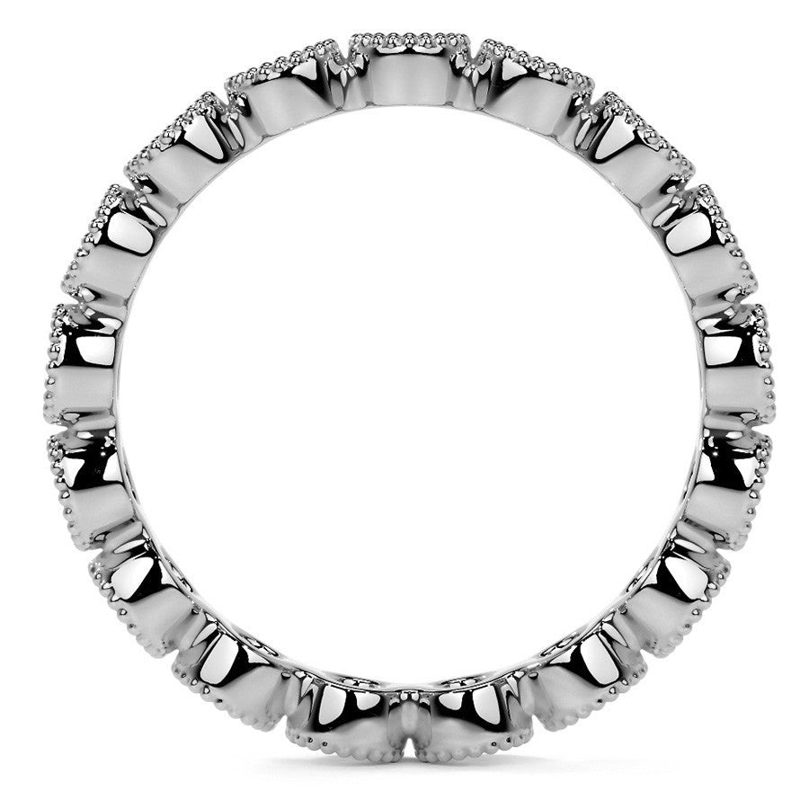 Round Brilliant Bezel Setting with Milgrain Moissanite Eternity Ring 0.8ct - 1.0ct