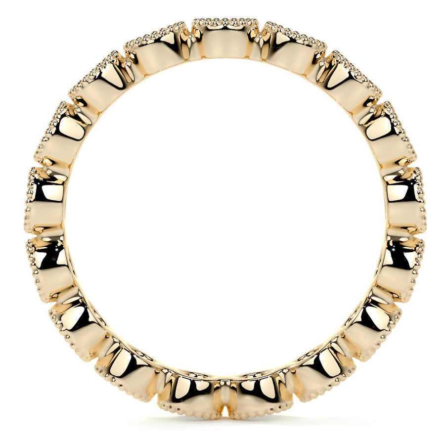 Round Brilliant Bezel Setting with Milgrain Moissanite Eternity Ring 0.8ct - 1.0ct