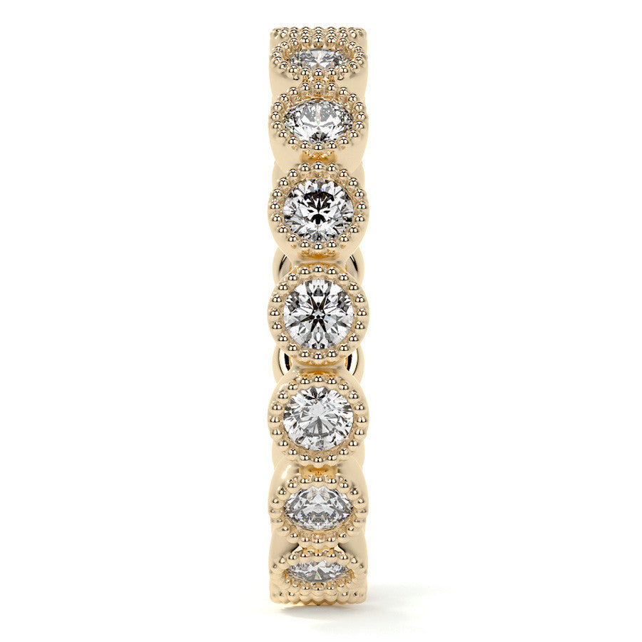 Round Brilliant Bezel Setting with Milgrain Moissanite Eternity Ring 0.8ct - 1.0ct