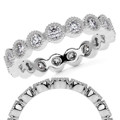 Round Brilliant Bezel Setting with Milgrain Moissanite Eternity Ring 0.8ct - 1.0ct