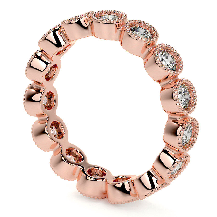 Round Brilliant Bezel Setting with Milgrain Moissanite Eternity Ring 1.3ct - 1.6ct