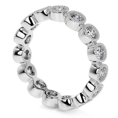 Round Brilliant Bezel Setting with Milgrain Moissanite Eternity Ring 1.3ct - 1.6ct