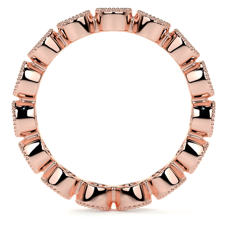 Round Brilliant Bezel Setting with Milgrain Moissanite Eternity Ring 1.3ct - 1.6ct