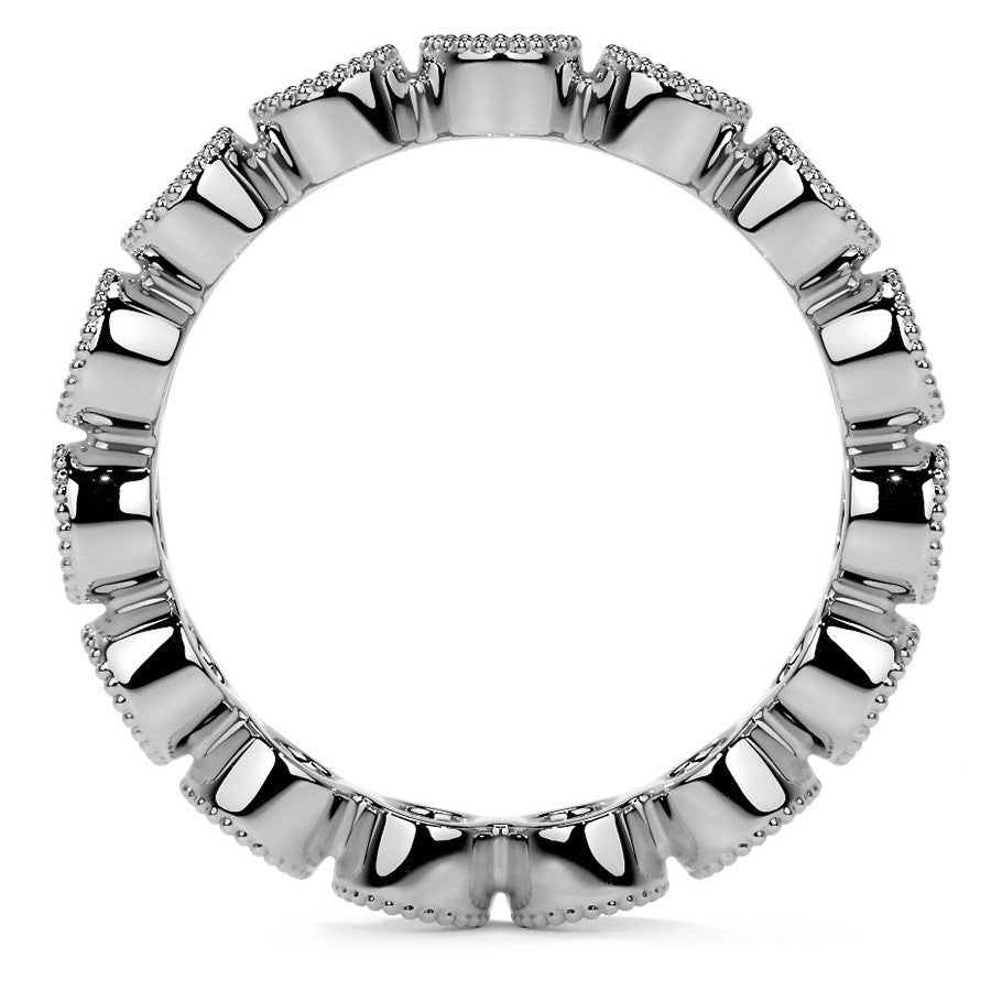 Round Brilliant Bezel Setting with Milgrain Moissanite Eternity Ring 1.3ct - 1.6ct