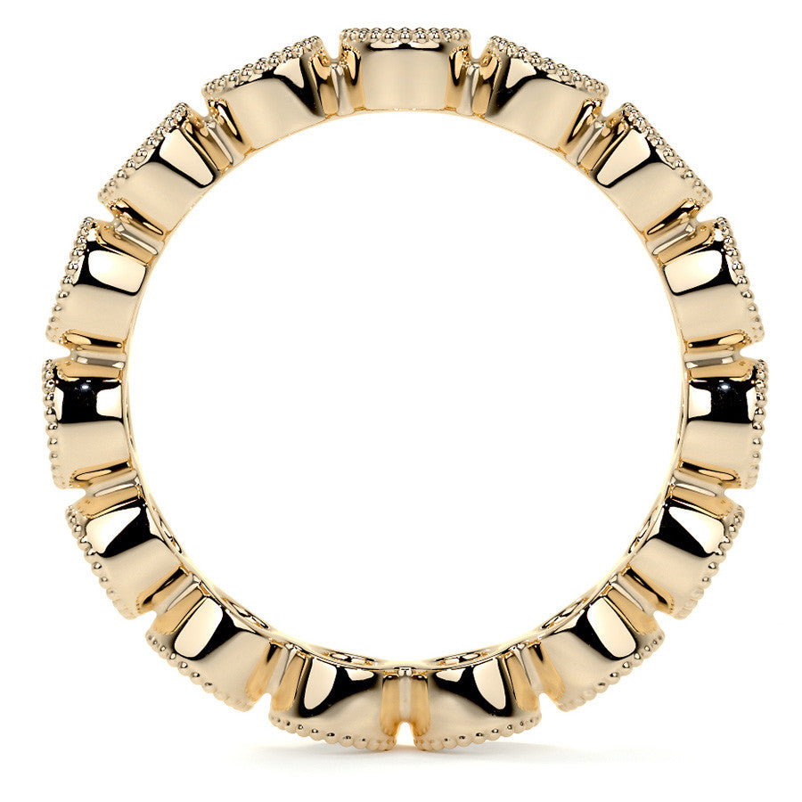 Round Brilliant Bezel Setting with Milgrain Moissanite Eternity Ring 1.3ct - 1.6ct