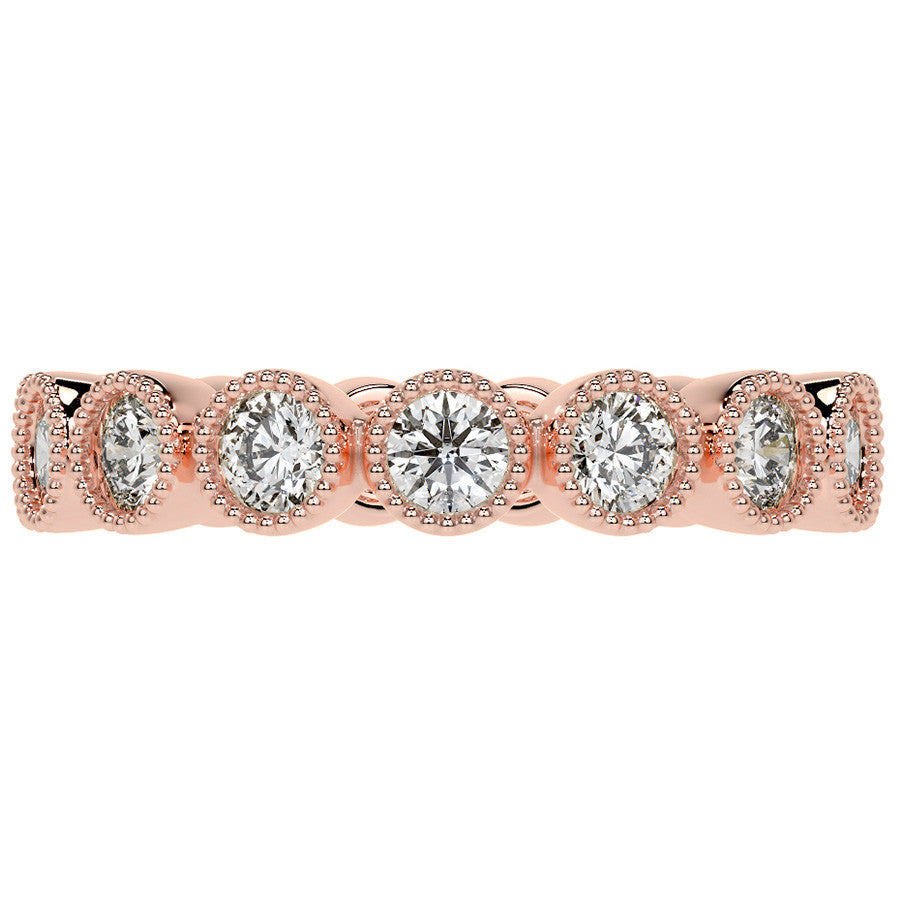 Round Brilliant Bezel Setting with Milgrain Moissanite Eternity Ring 1.3ct - 1.6ct