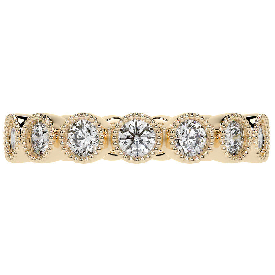 Round Brilliant Bezel Setting with Milgrain Moissanite Eternity Ring 1.3ct - 1.6ct