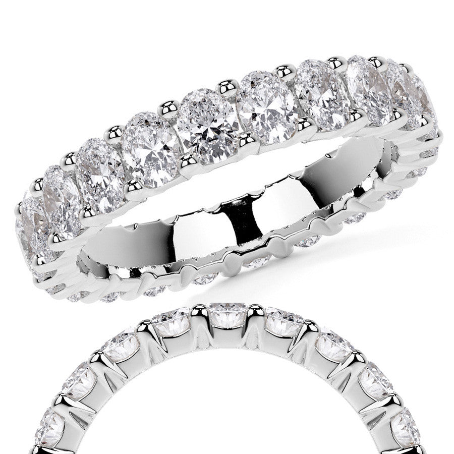 Oval Brilliant U-Prong Moissanite Eternity Ring 4.0ct - 4.60ct