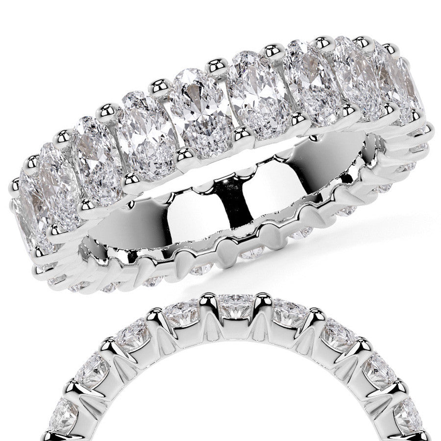 Oval Brilliant U-Prong Moissanite Eternity Ring 5.4ct - 6.2ct