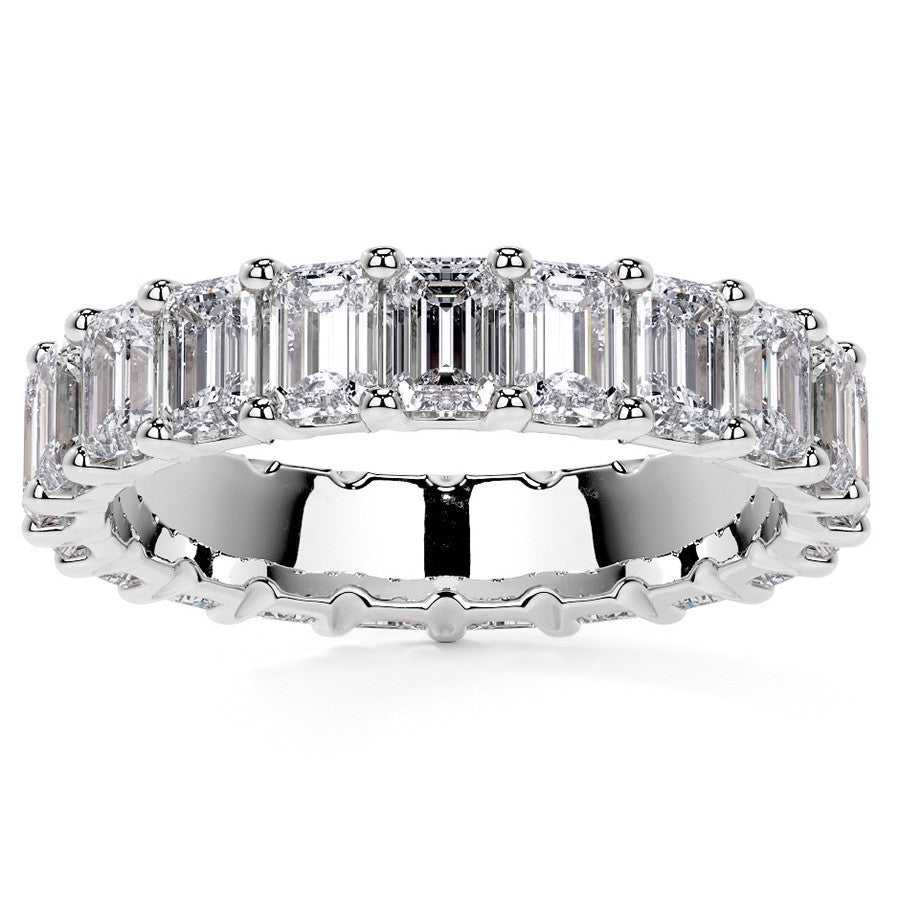 Emerald U-Prong Moissanite Eternity Ring 2.6ct - 3.2ct